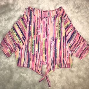 pink tribal off the shoulder blouse